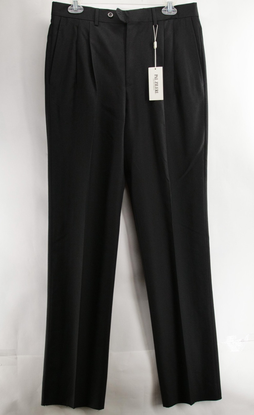 NWT Pal Zileri Gruppo Forall Pants 32US 36L Black Super 100s Virgin Wool Italy